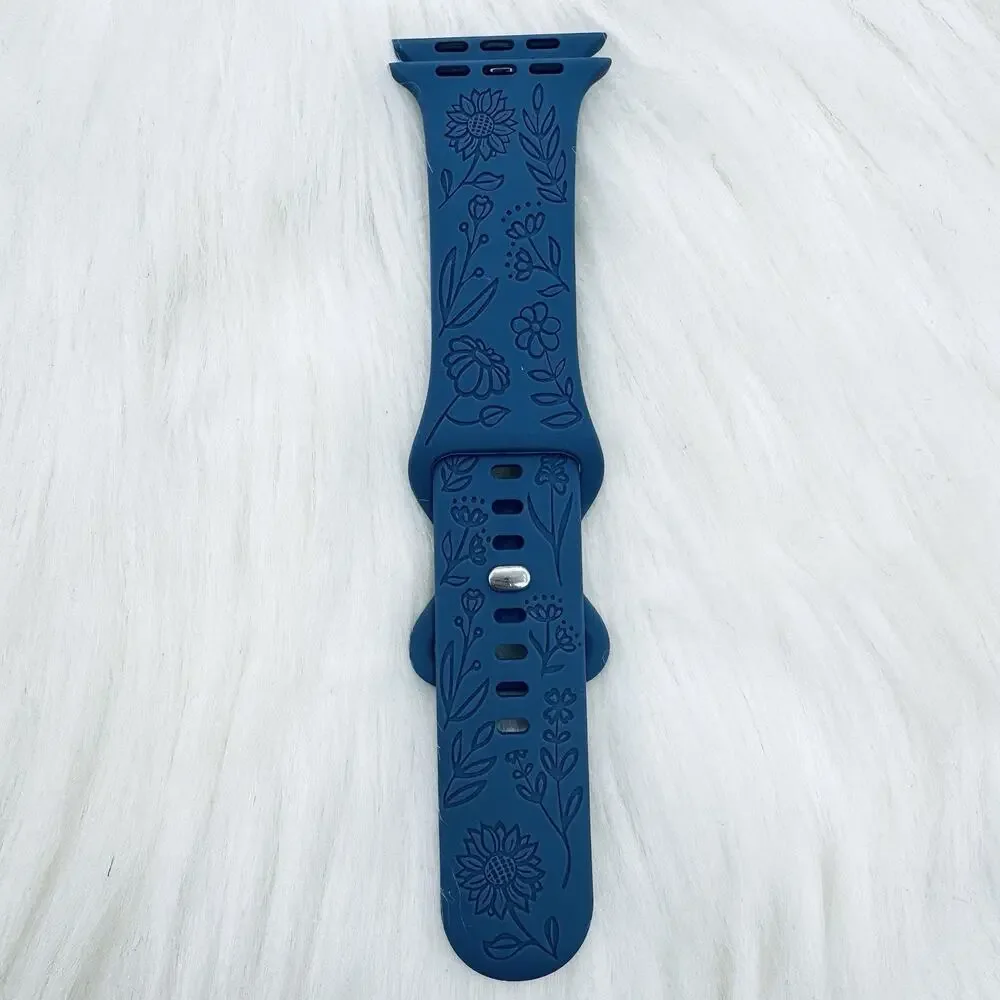 New Navy Floral Design Watch Bands For Apple Watch Series 38mm / 40mm / 41mm
